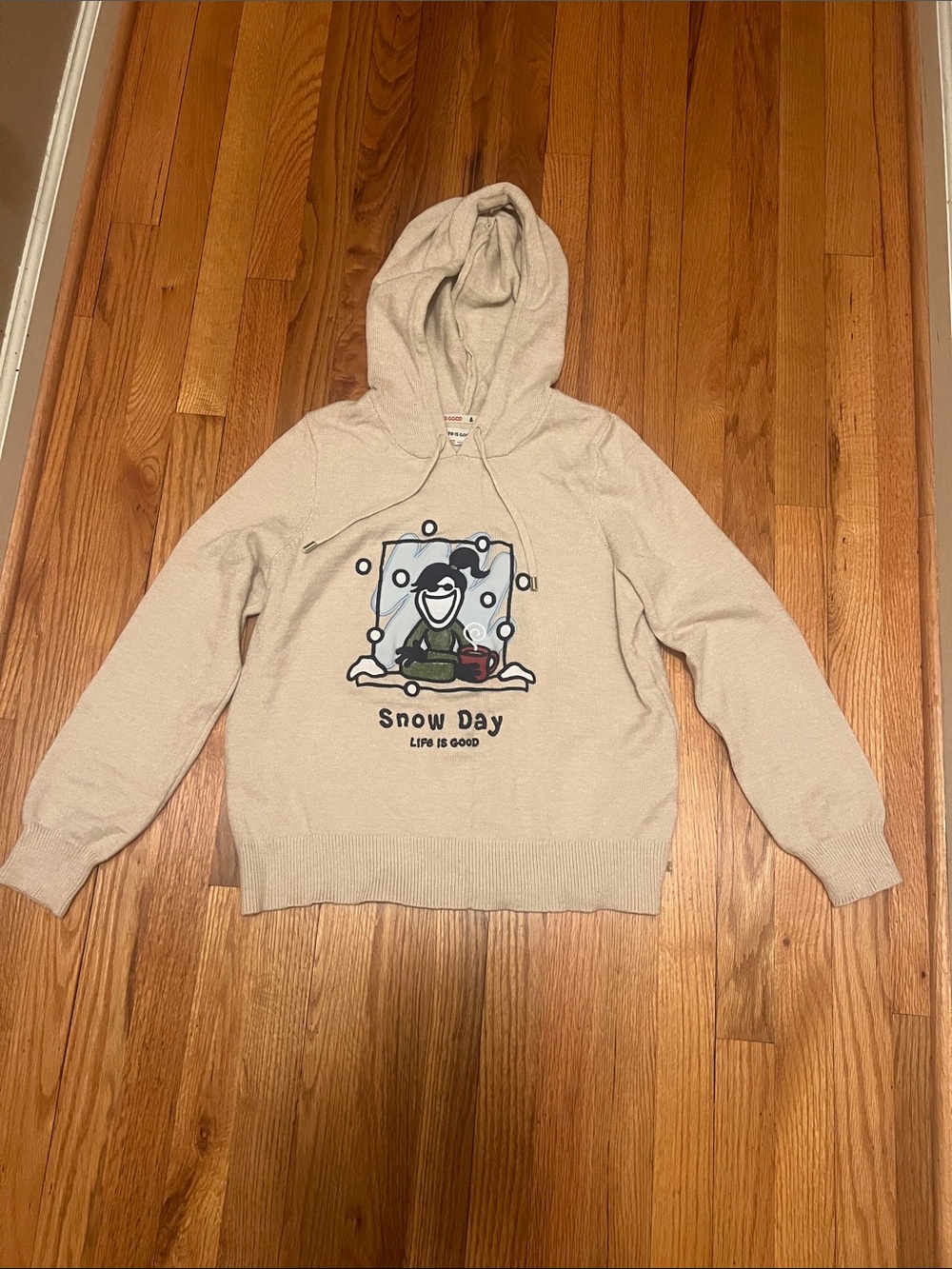 Life Is Good Beige 'Snow Day' Crewneck Hoodie Sweater
